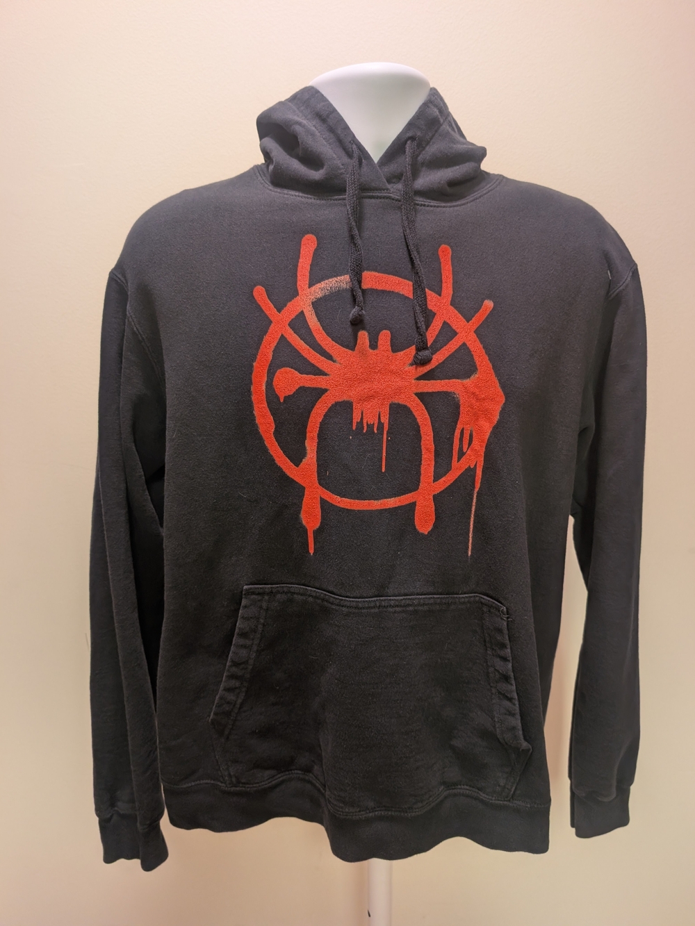 Black Hoodie with Red Graphic Spider Logo - Men's Pullover
